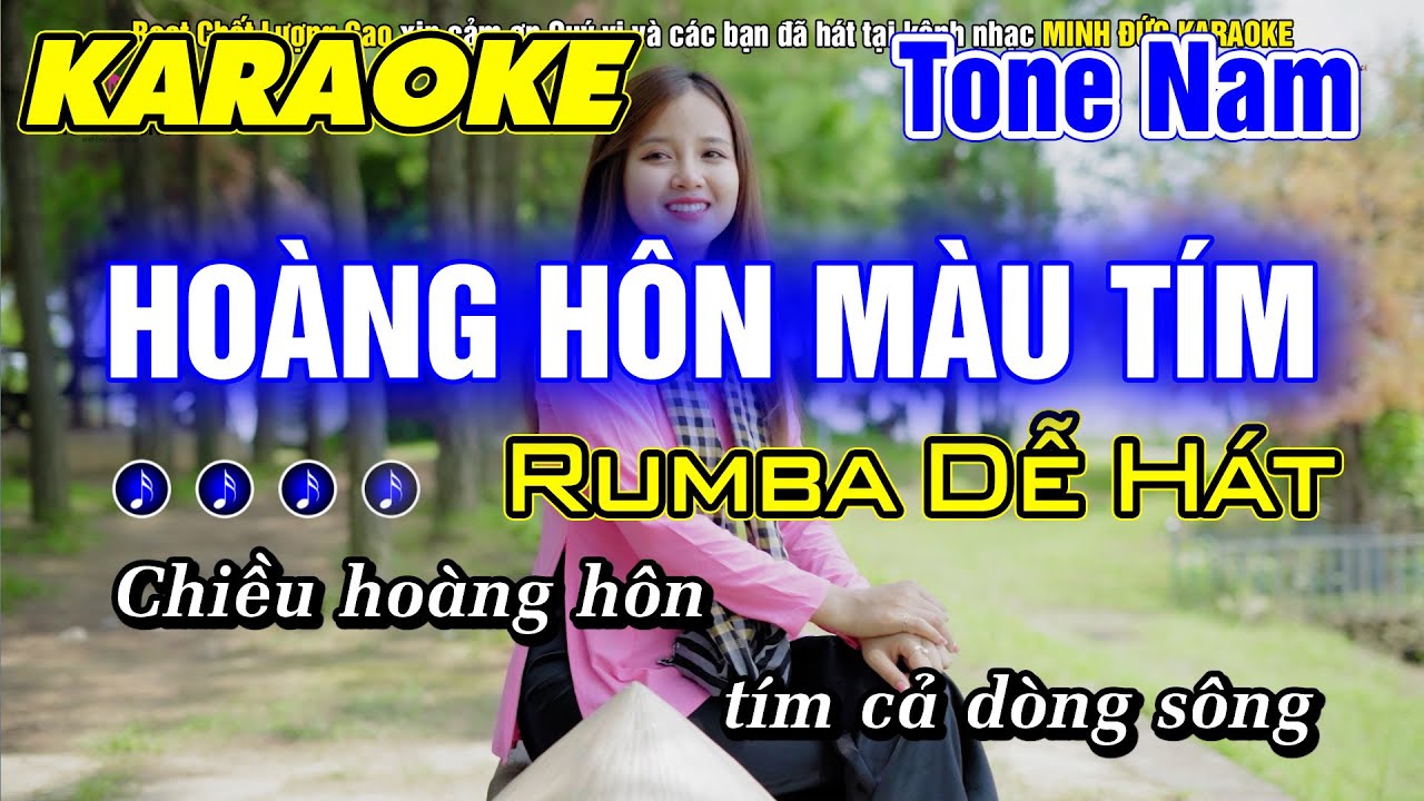 Hoàng Hôn Màu Tím Karaoke Tone Nam Rumba Nhạc Sống Beat Chất Lượng Cao - Minh Đức Karaoke