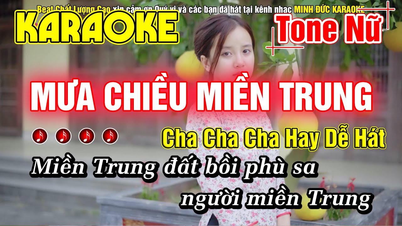 Mưa Chiều Miền Trung Karaoke Tone Nữ Nhạc Sống Beat Phối Mới Hay Dễ Hát - Minh Đức Karaoke