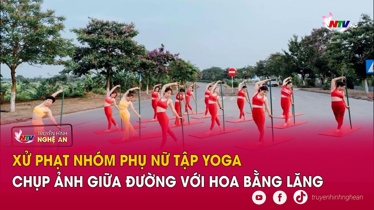 Xử phạt nhóm phụ nữ tập yoga chụp ảnh giữa đường với hoa bằng lăng