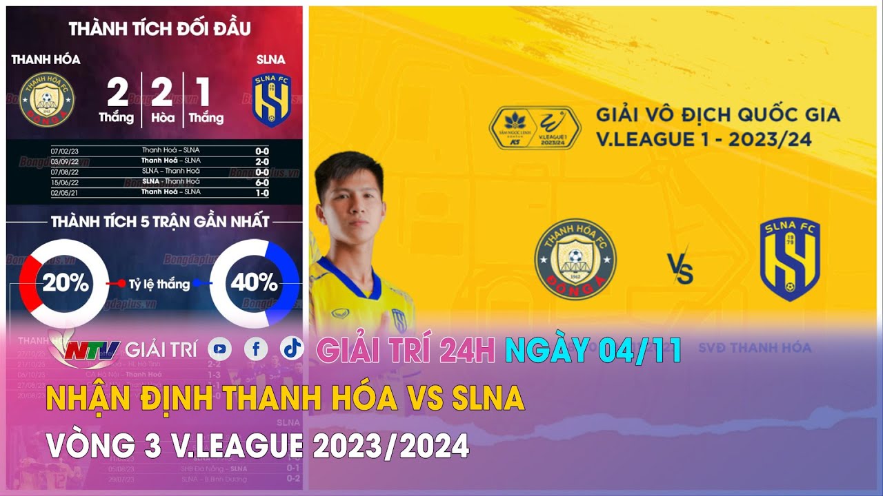 Tin nóng Giải trí 24h - Ngày 04/11: Nhận định Thanh Hóa vs SLNA - Vòng 3 V.League 2023/2024