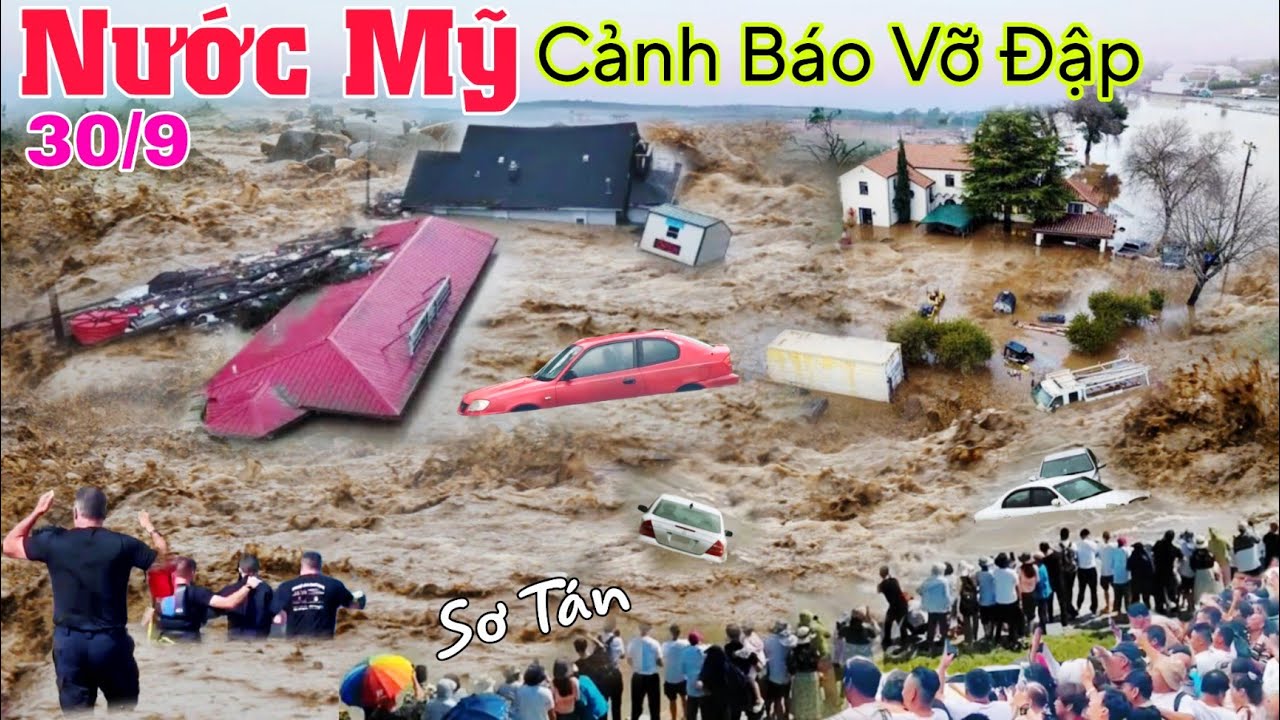 Nước Mỹ Lũ lụt nguy cơ vỡ đập cảnh báo sơ tán dân ra vùng lũ sau trận bão helene càng quét