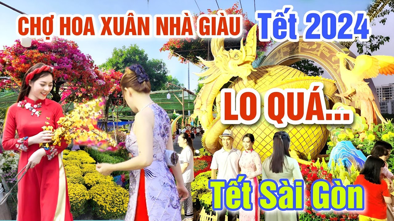 ĐỘC ĐÁO RỒNG KHỔNG LỒ ĐƯỜNG HOA PHÚ MỸ HƯNG - NHÀ VƯỜN THIỆT HẠI NẶNG CHỢ HOA XUÂN NHÀ GIÀU QUẬN 7