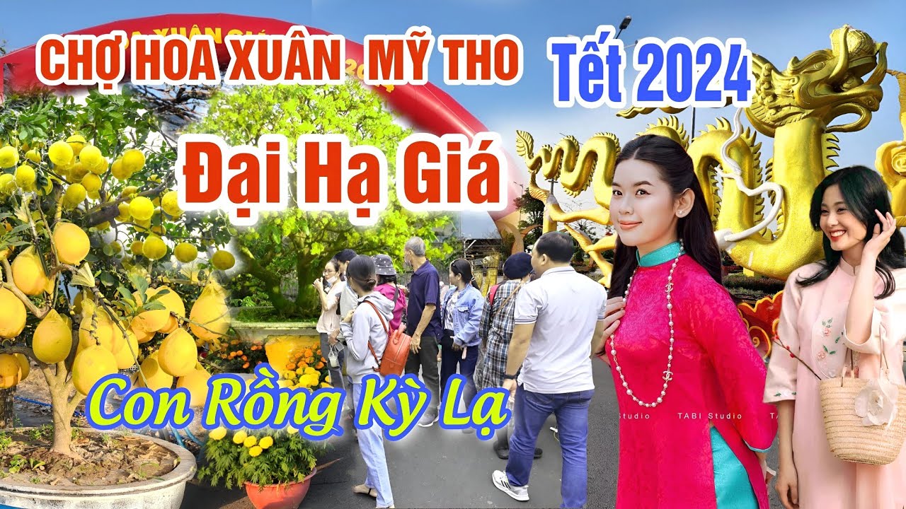 CUỘC CÁCH MẠNG HOA TẾT GIÁ RẺ TẠI CHỢ HOA XUÂN 2024 MỸ THO: HOA GIẤY, MAI VÀNG RẺ CHƯA TỪNG THẤY