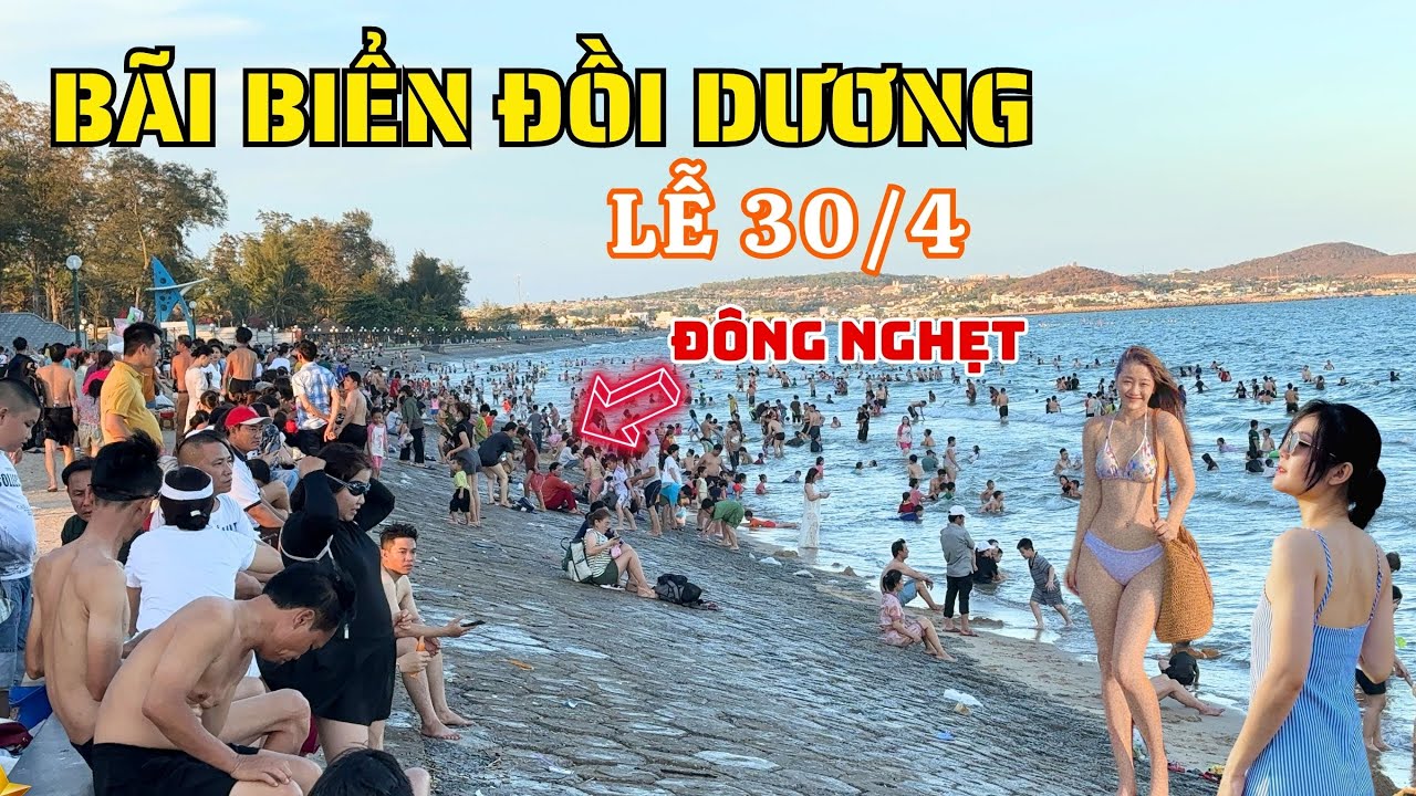 Vỡ Trận BÃI BIỂN ĐỒI DƯƠNG Phan Thiết Lễ 30/4 - Bãi Biển Đông Nghẹt Du Khách Tắm Biển Miễn Phí  ❤️