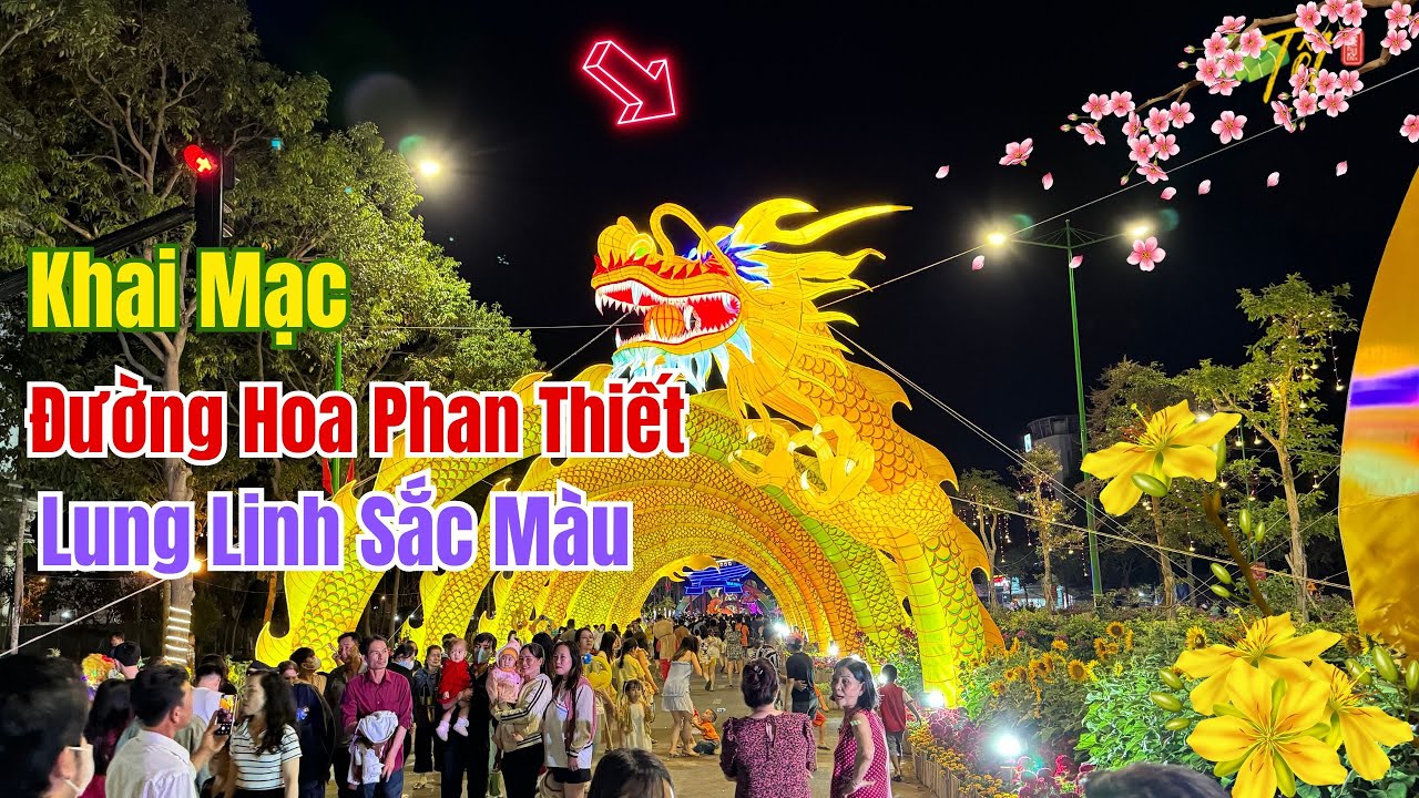 Khai mạc đường hoa Phan Thiết tết Giáp Thìn 2024 lung linh sắc màu đêm 26 tết ❤️  Phan Thiết Phố  🏝