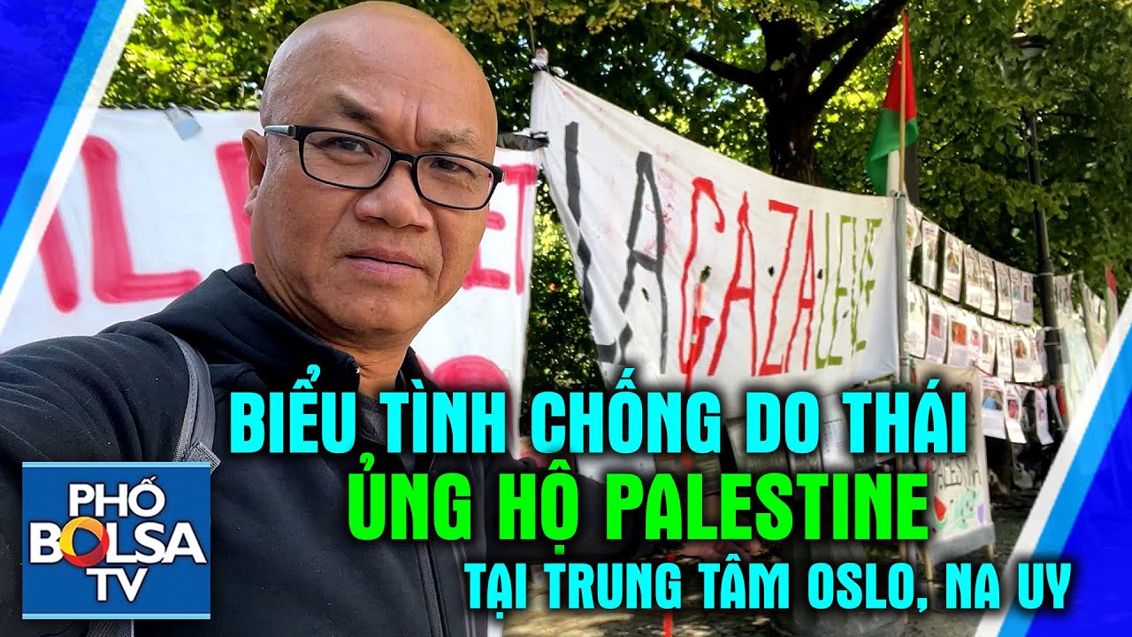 Cận cảnh biểu tình chống Do Thái, ủng hộ Palestine ở trung tâm Oslo, Na Uy