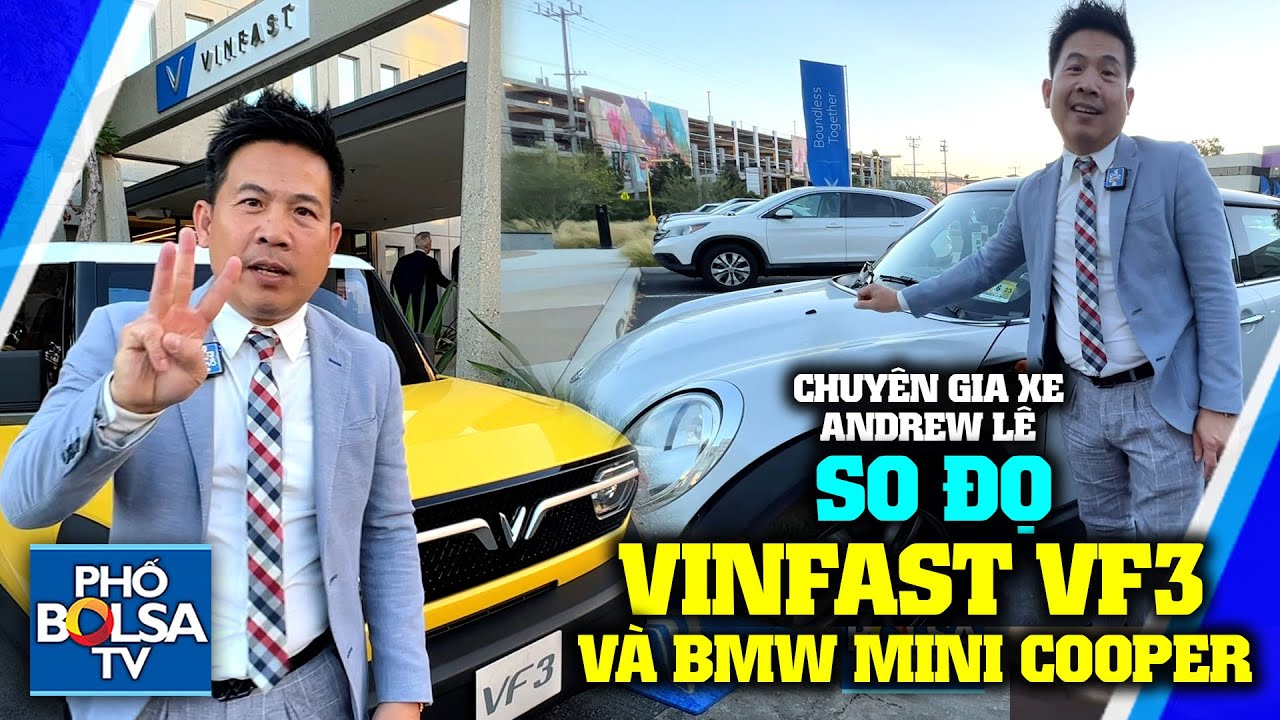 HÀNG HIẾM: Andrew sải tay review xe điện nhí VinFast VF3 tại Mỹ, so với Mini Cooper của BMW thì sao?