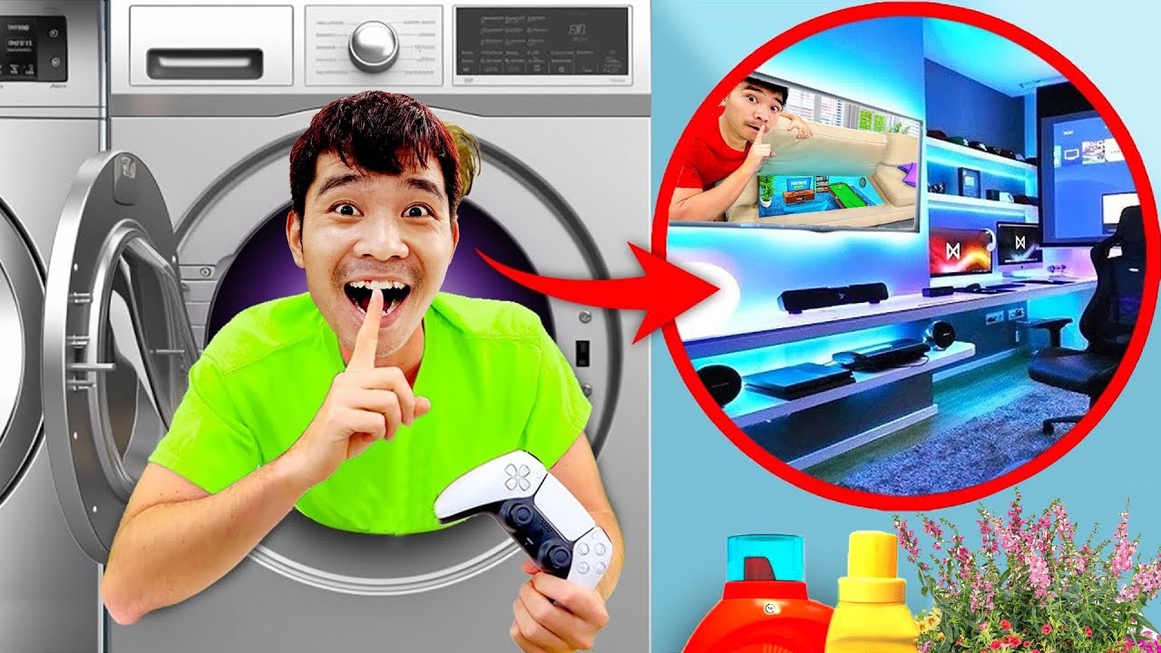 PHD | Làm Căn Phòng Chơi Game Bí Mật Trong Máy Giặt Để Trốn Mẹ | Room In Washing Machine