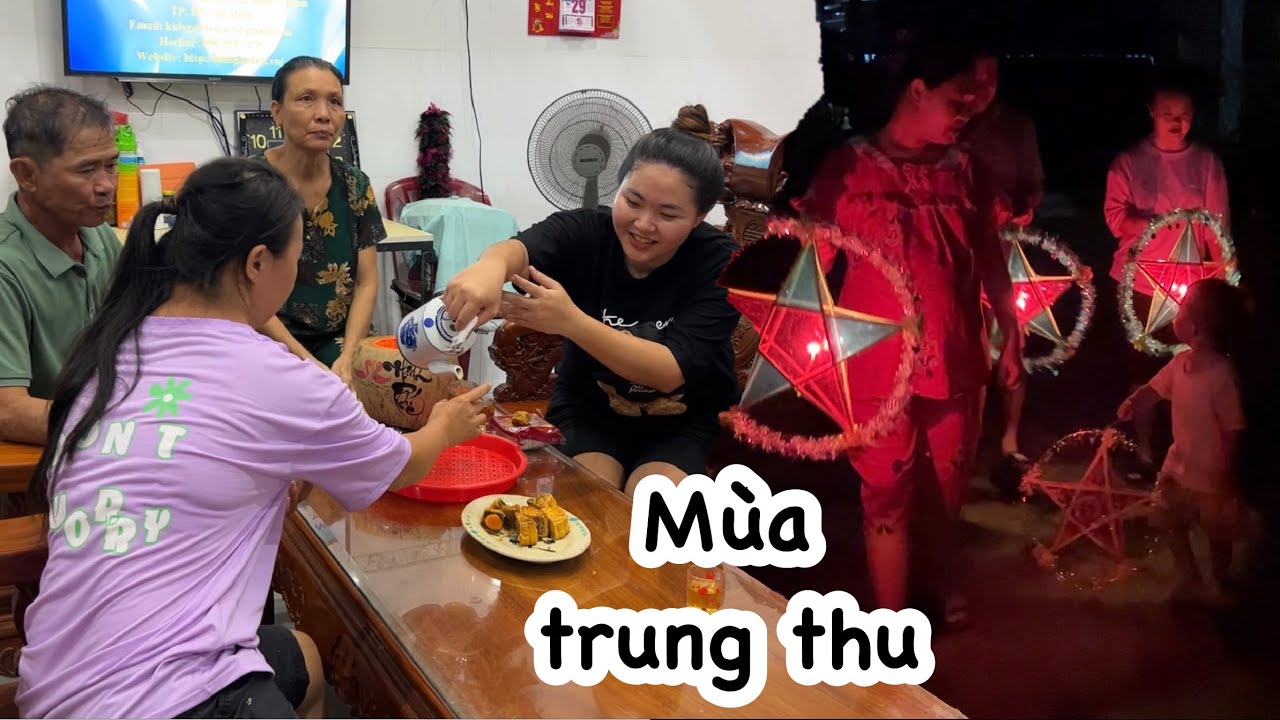 Mùa trung thu ở quê ấm áp, nhiều tiếng cười. Gia đình Quyên quây quần bên nhau. Quê Tôi #107