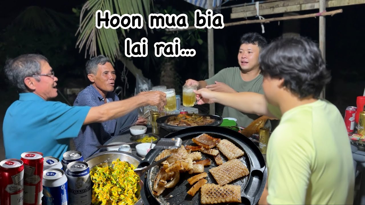 Hoon mang da heo từ Hàn qua nướng chảo. BUỔI TỐI LAI RAI VÀI LON BIA. Quê Tôi #109