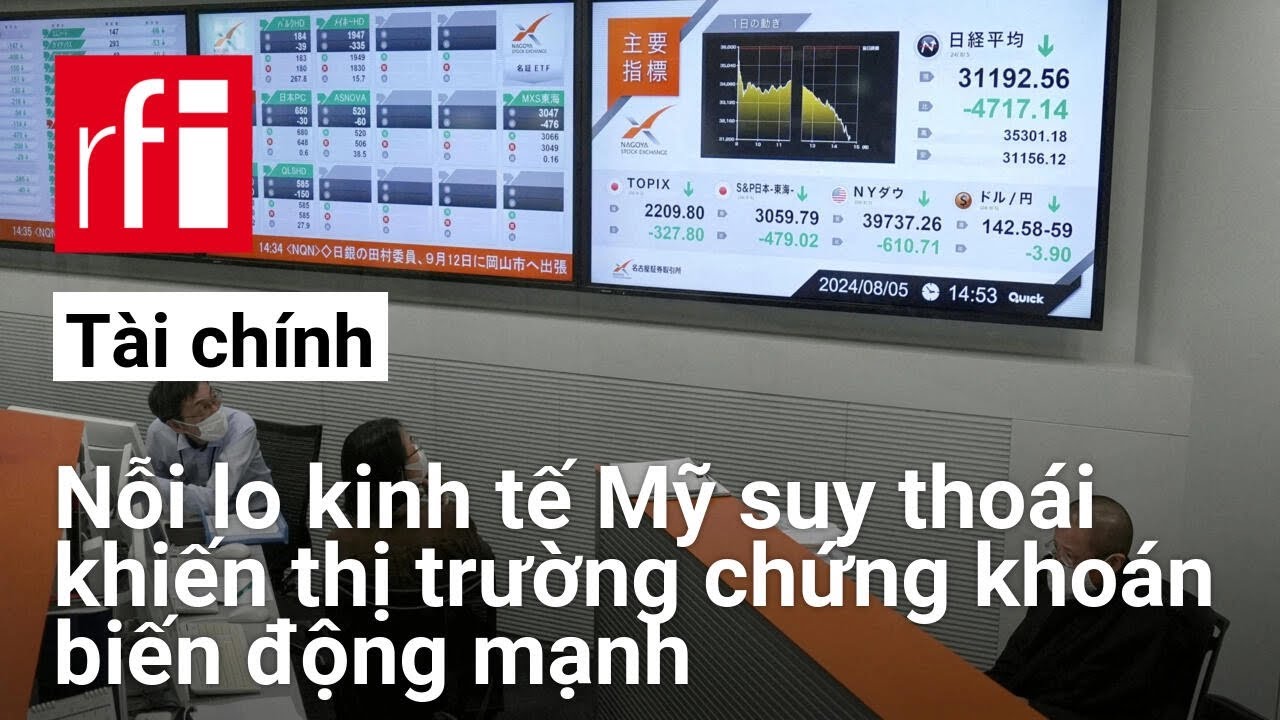 Nỗi lo kinh tế Mỹ suy thoái khiến thị trường chứng khoán biến động mạnh