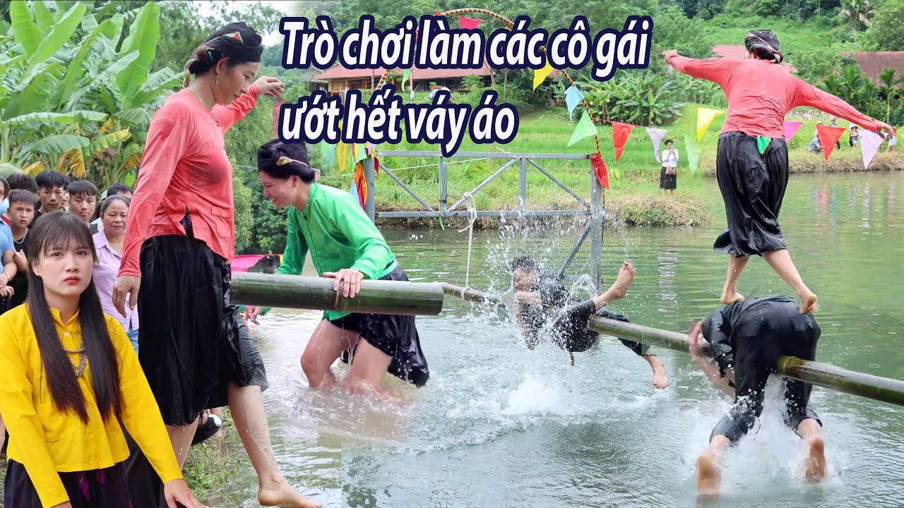 Mãn nhãn lễ hội Pay Tái dưới nước- Chị em ướt hết váy áo- Khán giả cười lăn lộn