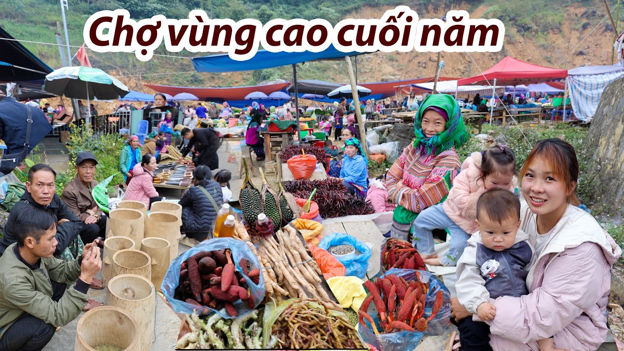 Chợ vùng cao Lào Cai những ngày cuối năm-cả nhà bồng bế con đi bán dược liệu