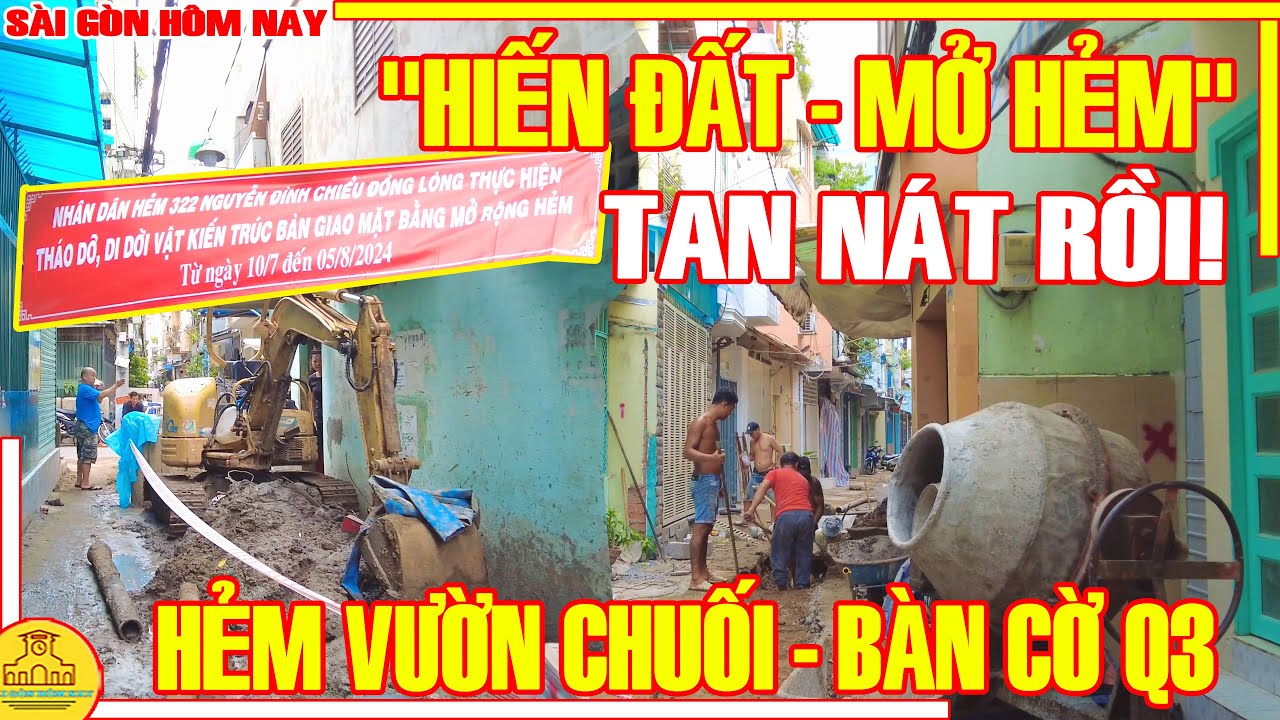 ĐÀO TAN NÁT ! XÓM HẺM Sài Gòn / Ra Sao Khu VƯỜN CHUỐI BÀN CỜ Đang "HIẾN ĐẤT MỞ HẺM" /Sài Gòn Hôm Nay