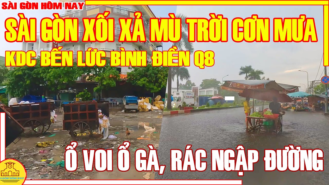 SÀI GÒN XỐI XẢ MÙ TRỜI CƠN MƯA / Ổ GÀ, Ổ VOI, RÁC NGẬP ĐƯỜNG KDC BẾN LỨC BÌNH ĐIỀN / SÀI GÒN HÔM NAY