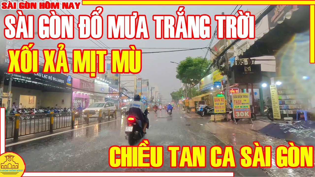 XỐI XẢ MỊT MÙ! Sài Gòn ĐỔ MƯA TRẮNG TRỜI / CHIỀU TAN Phố Xá Quận 7 - Cầu Phú Mỹ /Sài Gòn Hôm Nay