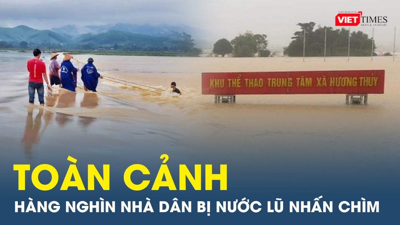 Hàng nghìn nhà dân bị nước lũ nhấn chìm, Hà Tĩnh khẩn trương di dời dân khỏi khu vực nguy hiểm | VT