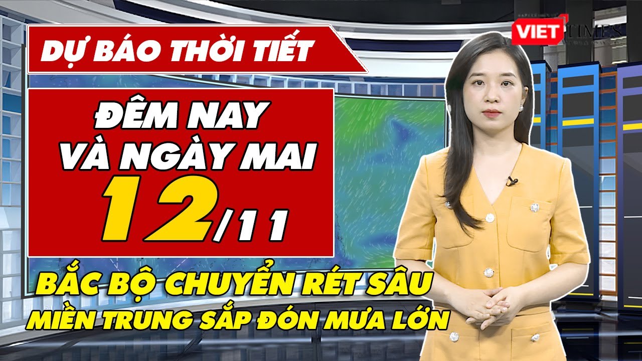 Dự báo thời tiết đêm nay và ngày mai 12/11: Bắc Bộ chuyển rét sâu, miền Trung sắp đón mưa lớn