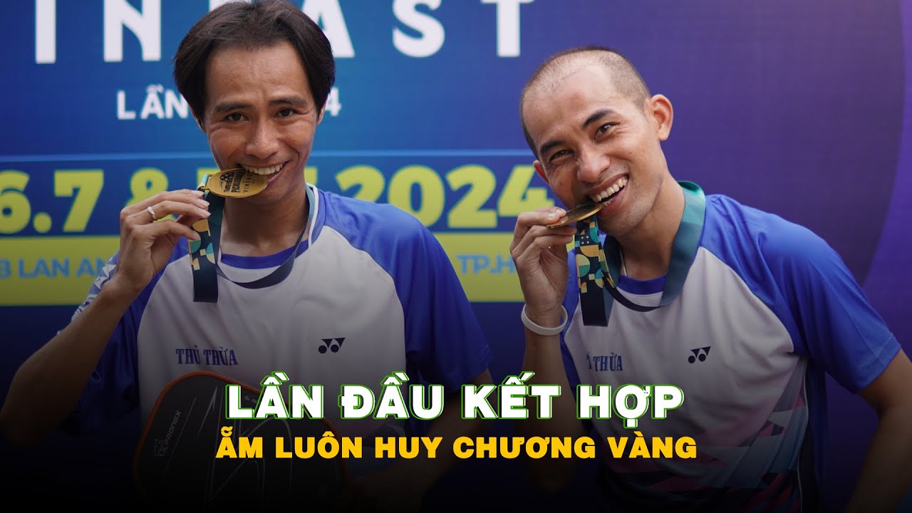 Lần đầu kết hợp, cặp đôi "song Thanh" ẵm luôn HCV giải Pickleball Thanh Niên