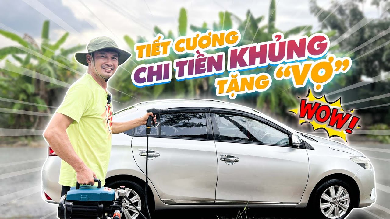 Tiết Cương đầu tư mua máy bơm nước về tự rửa xe Vios