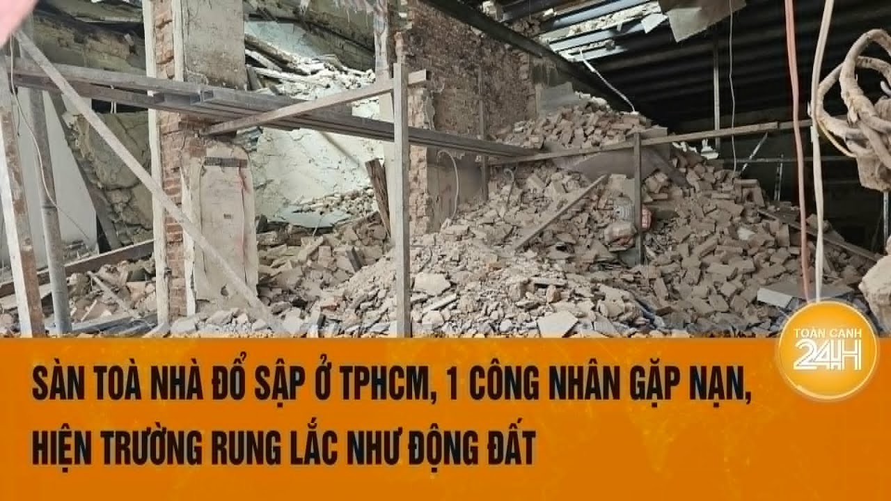 Sàn toà nhà đổ sập ở TPHCM, 1 công nhân gặp nạn, hiện trường rung lắc như động đất