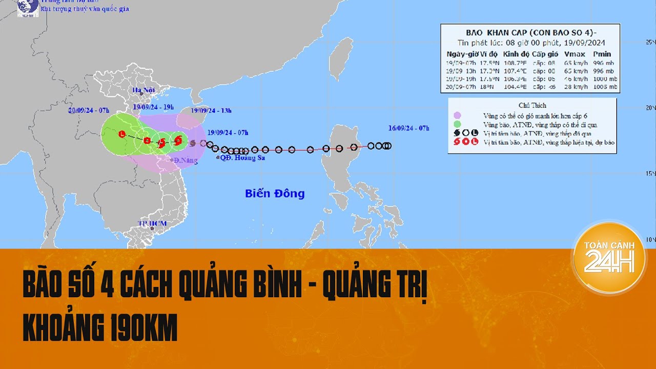 Bão số 4 tăng cấp vào trưa 19/9, nhiều tỉnh miền Trung "chao đảo" | Toàn cảnh 24h