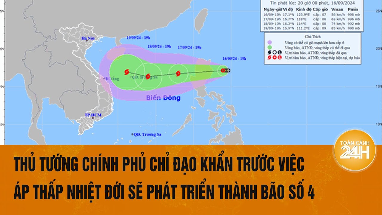 Thủ tướng Chính phủ chỉ đạo khẩn trước việc áp thấp nhiệt đới sẽ phát triển thành bão số 4