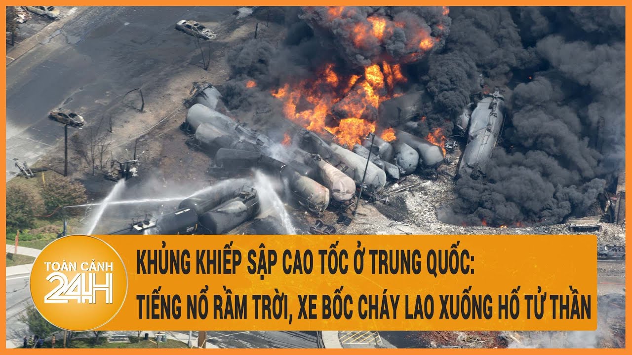 Khủng khiếp sập cao tốc ở Trung Quốc: Tiếng nổ rầm trời, xe bốc cháy lao xuống hố sâu tử thần