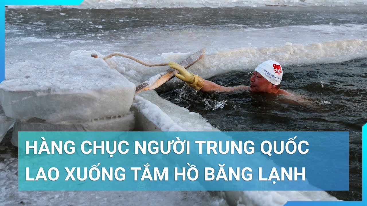 Hàng chục người cao tuổi Trung Quốc lao xuống tắm hồ băng lạnh, giới trẻ nhìn mà run