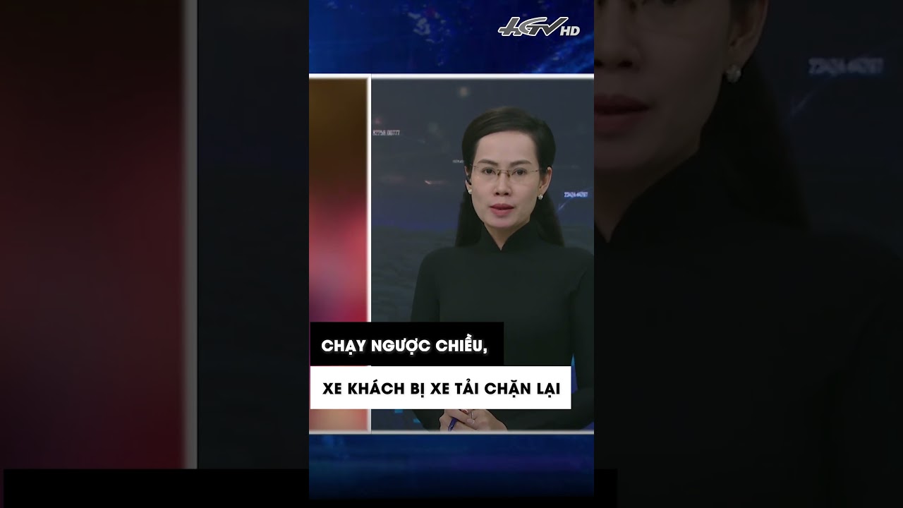 Chạy ngược chiều, xe khách bị xe tải chặn lại #shortshgtv |  Tin nóng Mekong