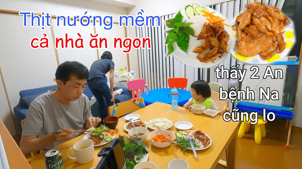 Ăn Cơm Thịt Nướng, thấy 2 An bệnh em Na cũng lo nhưng lo tô cơm Natto nhiều hơn