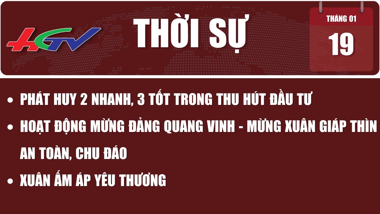 [🔴 Trực tiếp] Thời sự Hậu Giang 19.01.2024 | Truyền hình Hậu Giang