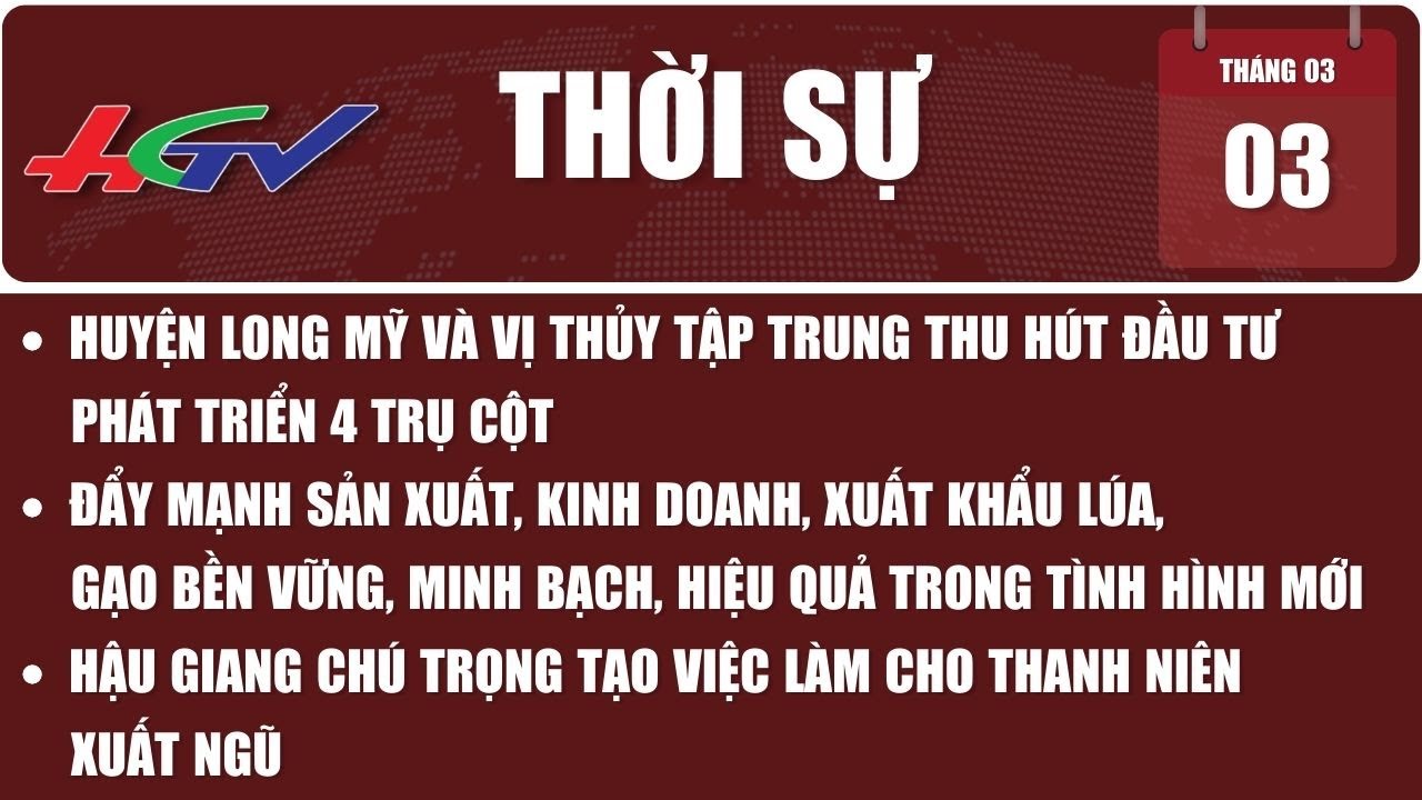 [🔴 Trực tiếp] Thời sự Hậu Giang 03.03.2024 | Truyền hình Hậu Giang