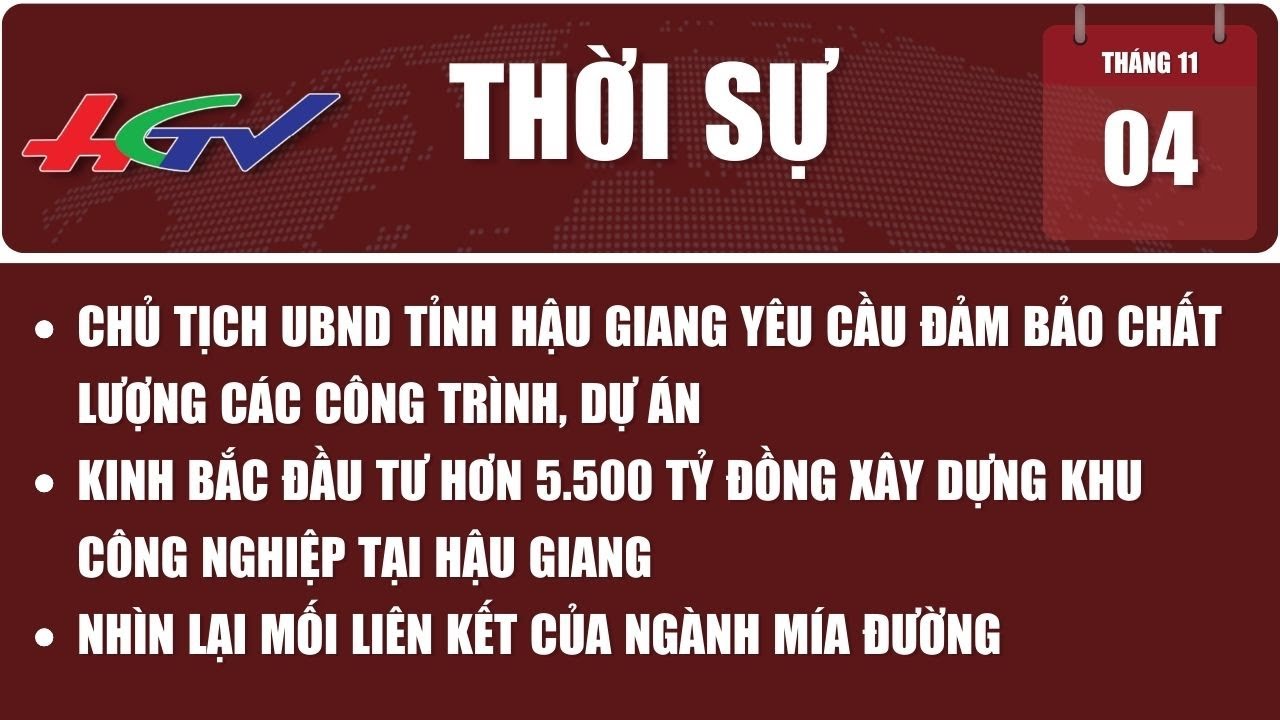 Thời sự Hậu Giang 04/11/2023 | Truyền hình Hậu Giang