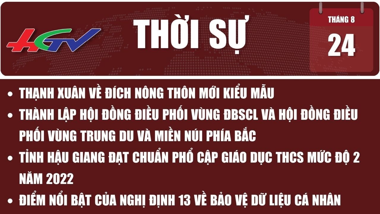 Thời sự Hậu Giang 24/8/2023 | Truyền hình Hậu Giang