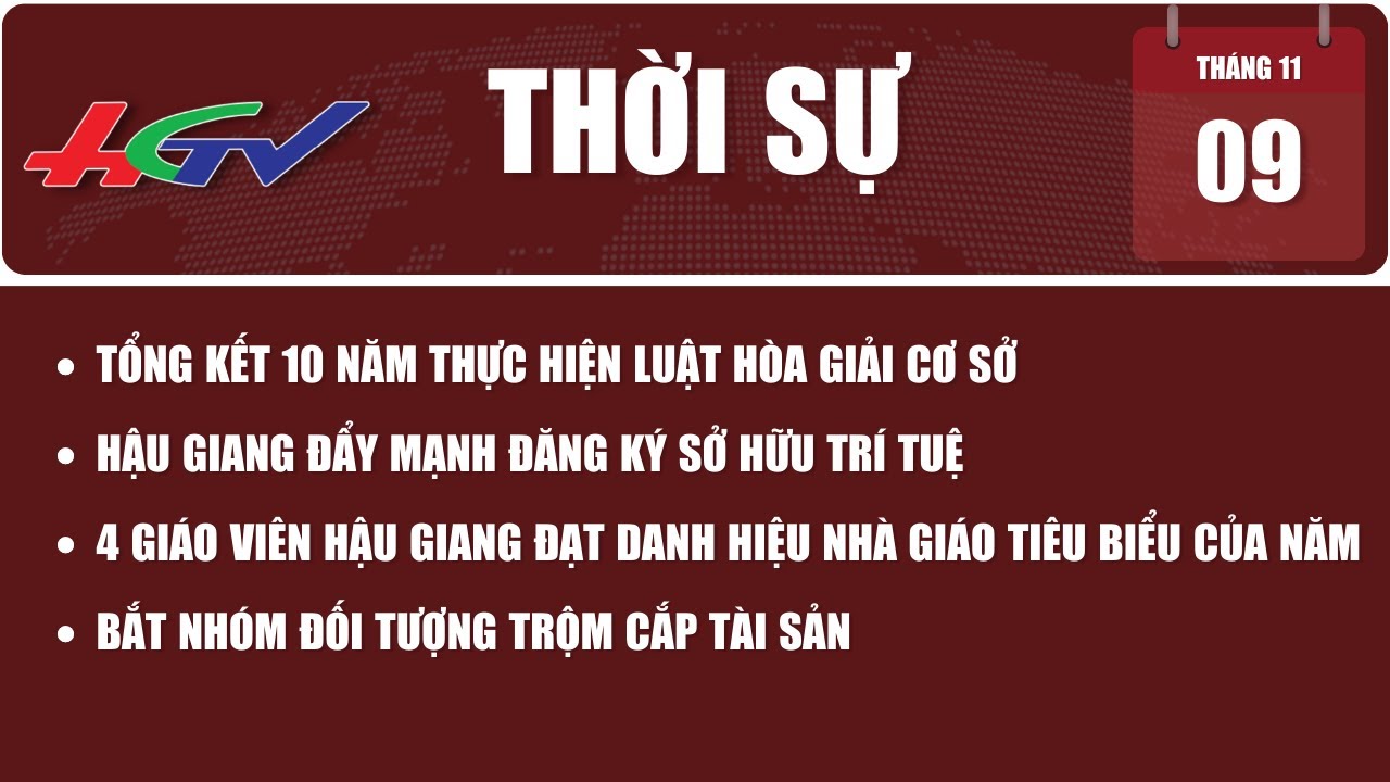 Thời sự Hậu Giang 09/11/2023 | Truyền hình Hậu Giang