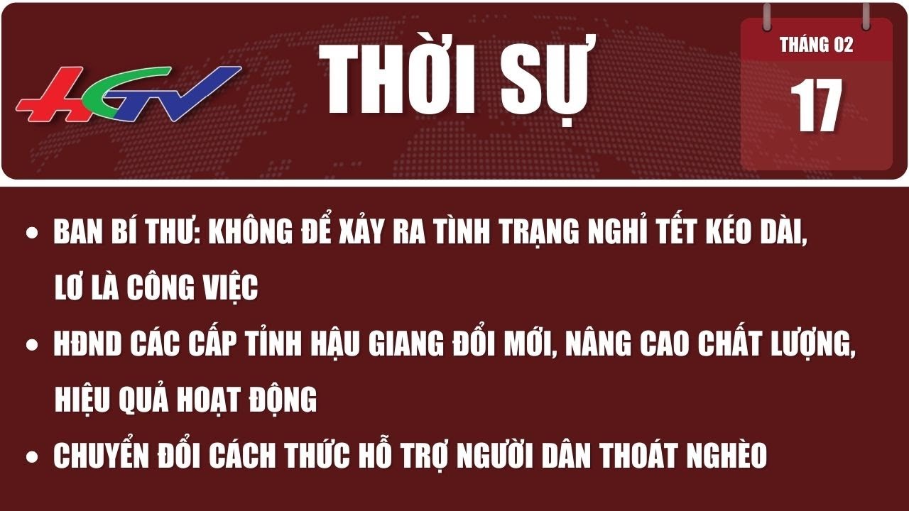 [🔴 Trực tiếp] Thời sự Hậu Giang 17.02.2024 | Truyền hình Hậu Giang