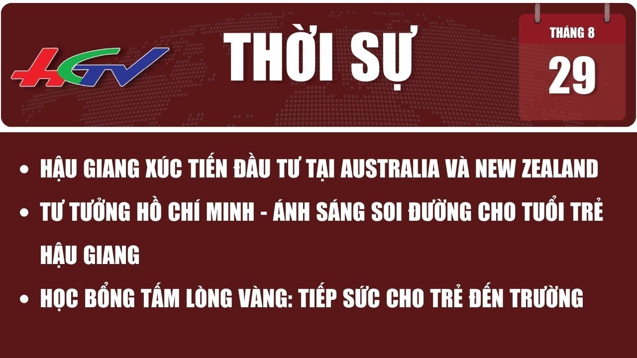 Thời sự Hậu Giang 29/8/2023 | Truyền hình Hậu Giang