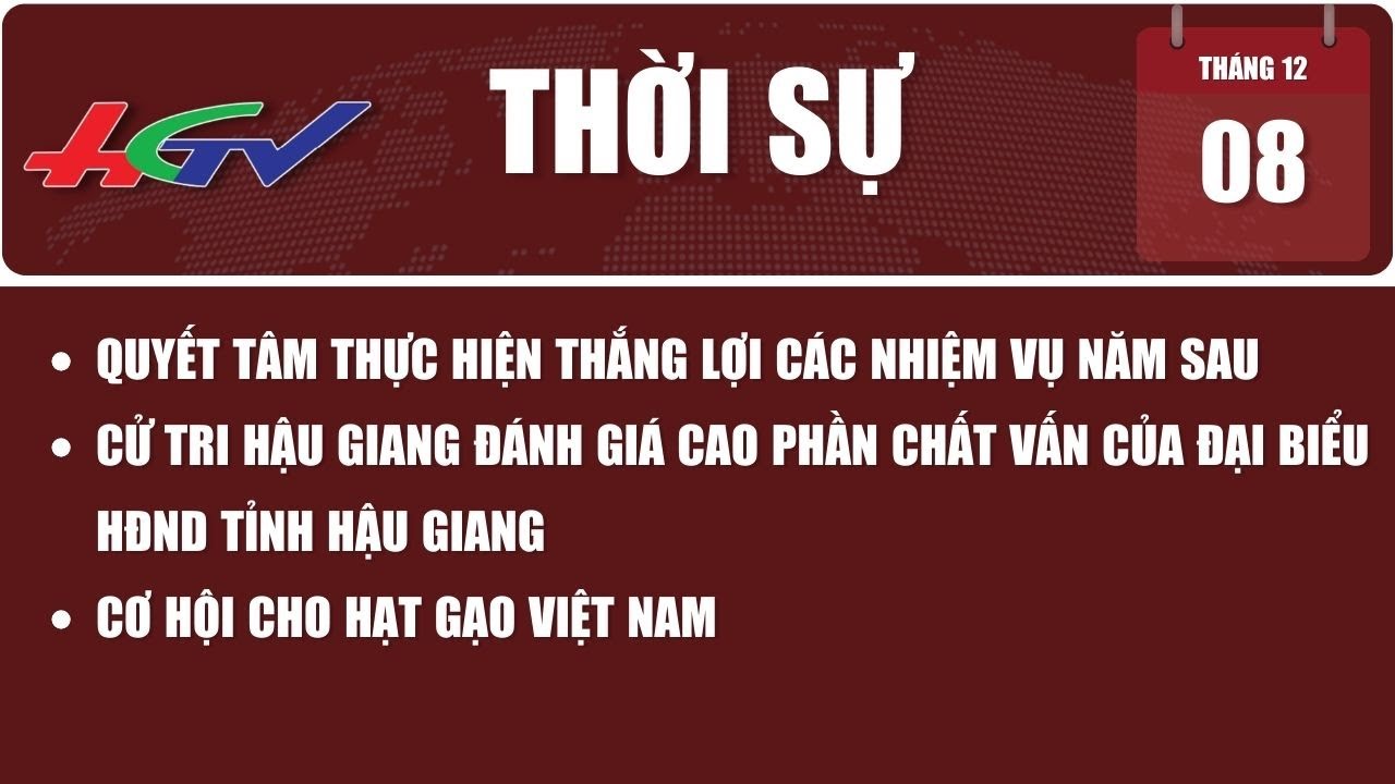 [🔴 Live] Thời sự Hậu Giang 08.12.2023 | Truyền hình Hậu Giang