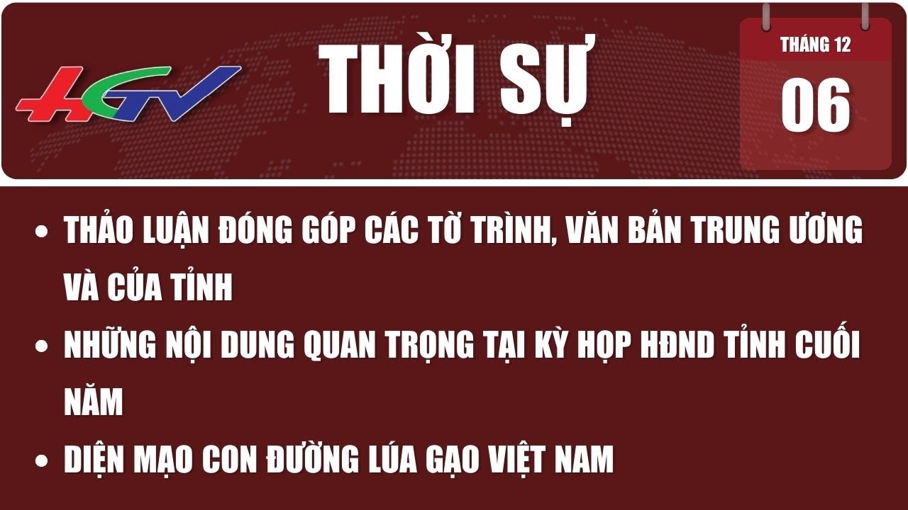 [🔴 Live] Thời sự Hậu Giang 06/12/2023 | Truyền hình Hậu Giang