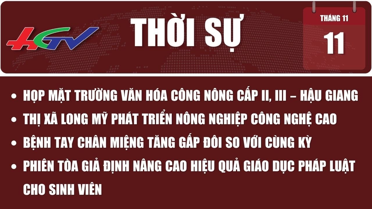 Thời sự Hậu Giang 11/11/2023 | Truyền hình Hậu Giang