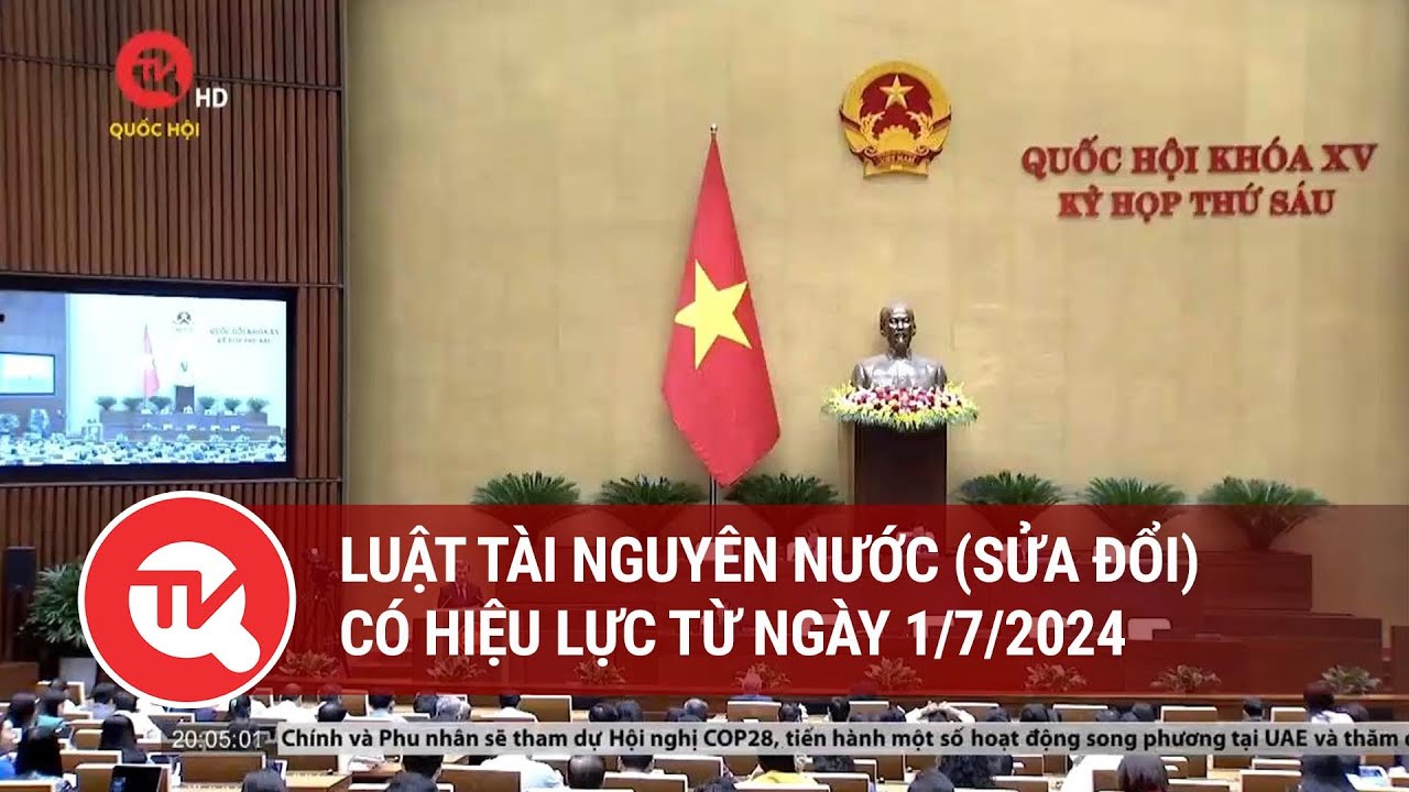 Luật Tài nguyên nước (sửa đổi) có hiệu lực từ ngày 1/7/2024 | Truyền hình Quốc hội Việt Nam