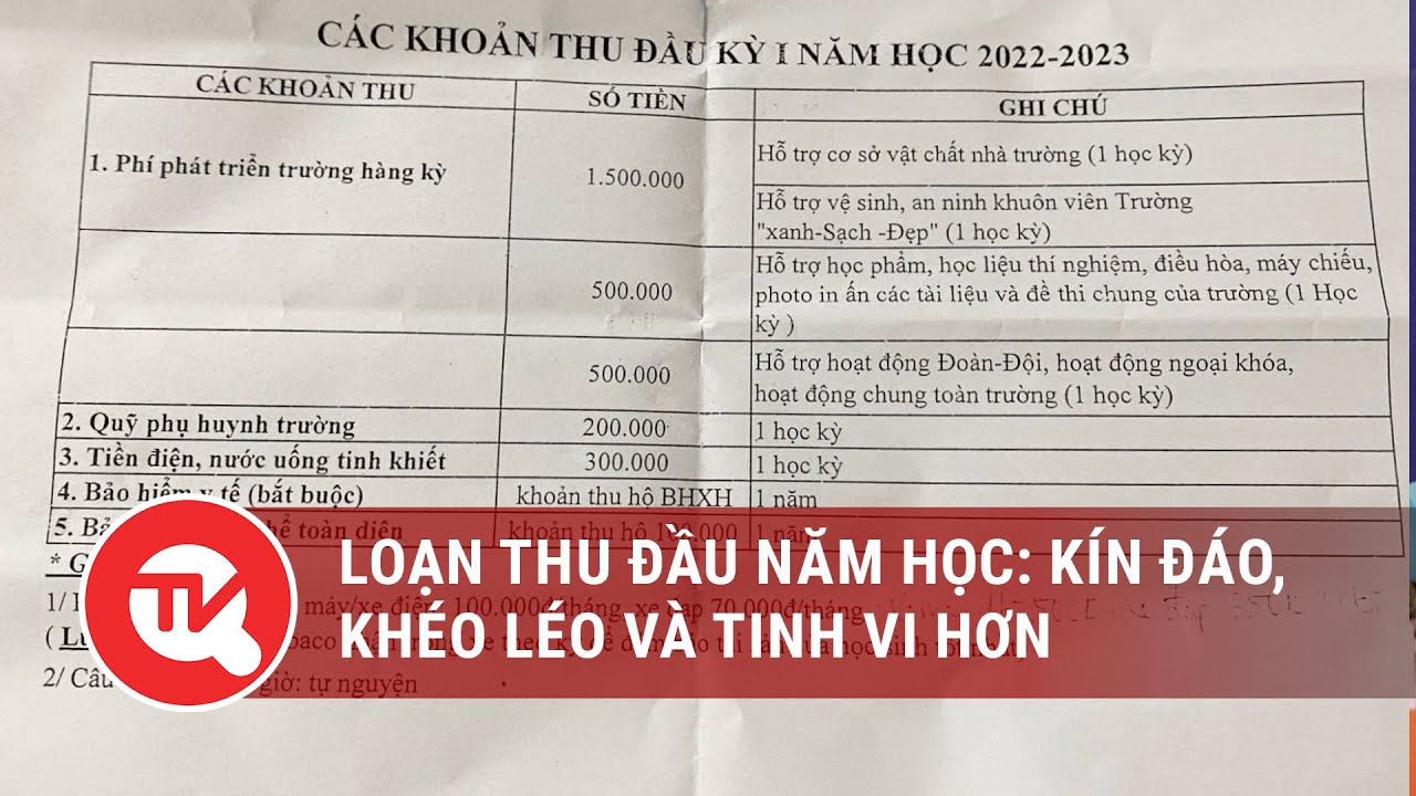 Loạn thu đầu năm học: Kín đáo, khéo léo và tinh vi hơn | Truyền hình Quốc hội Việt Nam