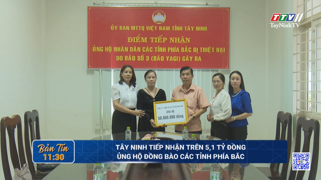 Tây Ninh tiếp nhận trên 5,1 tỷ đồng ủng hộ đồng bào các tỉnh phía Bắc | TayNinhTV