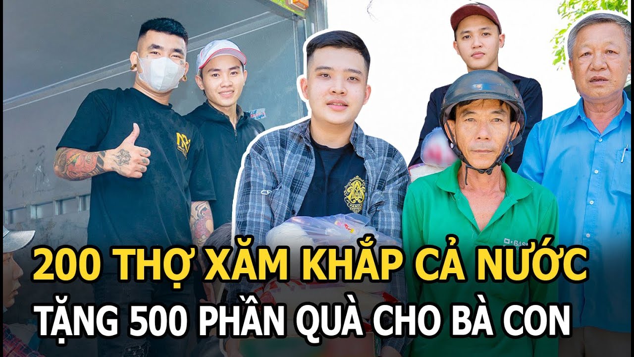 200 thợ xăm khắp cả nước cùng quy tụ, trao tặng 500 phần quà cho bà con Long An