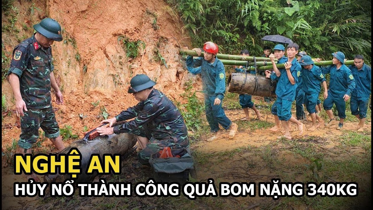 Nghệ An: Hủy nổ thành công quả bom nặng 340kg lộ thiên sau cơn lụt và mưa to