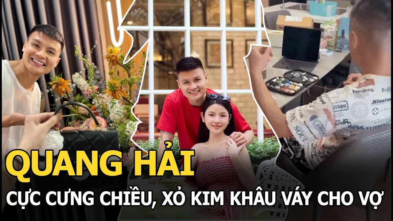 Quang Hải cực cưng chiều, xỏ kim khâu váy cho vợ