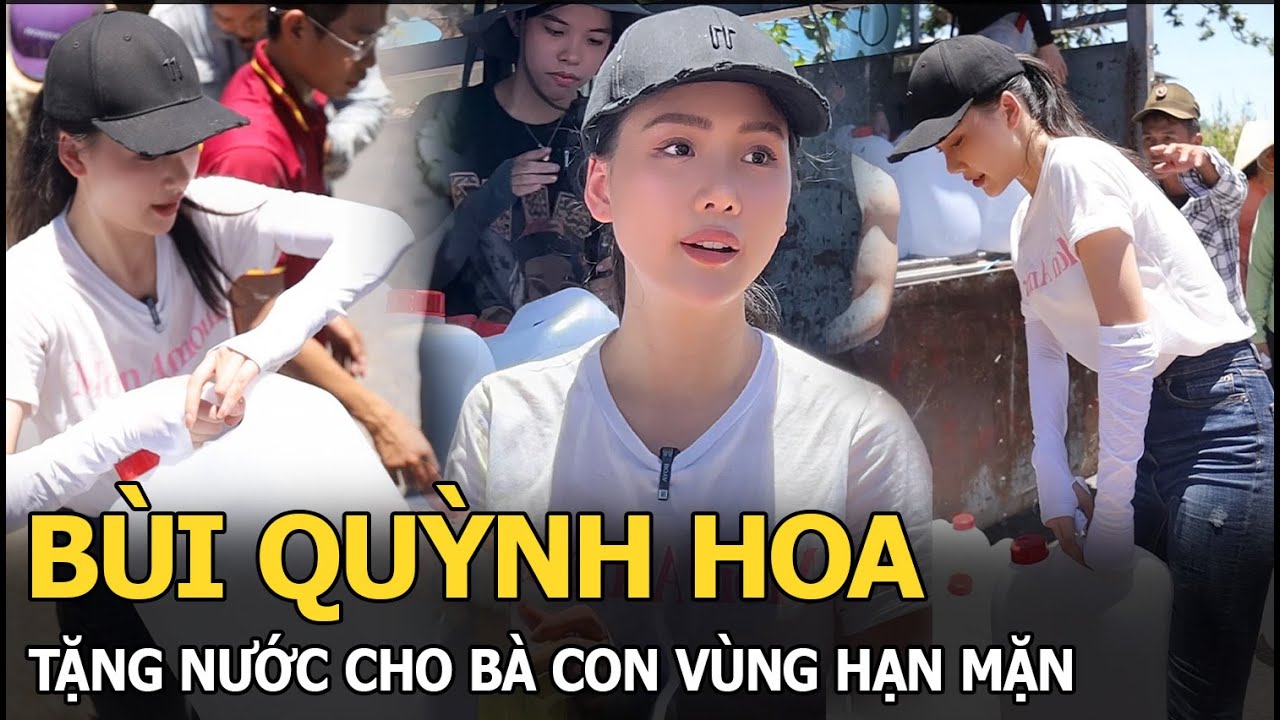 Bùi Quỳnh Hoa tặng nước cho bà con vùng hạn mặn