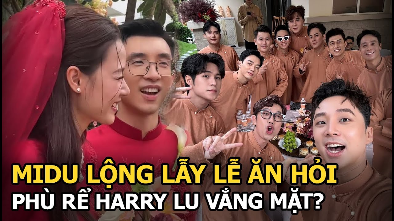 Midu lộng lẫy lễ ăn hỏi, phù rể Harry Lu vắng mặt?