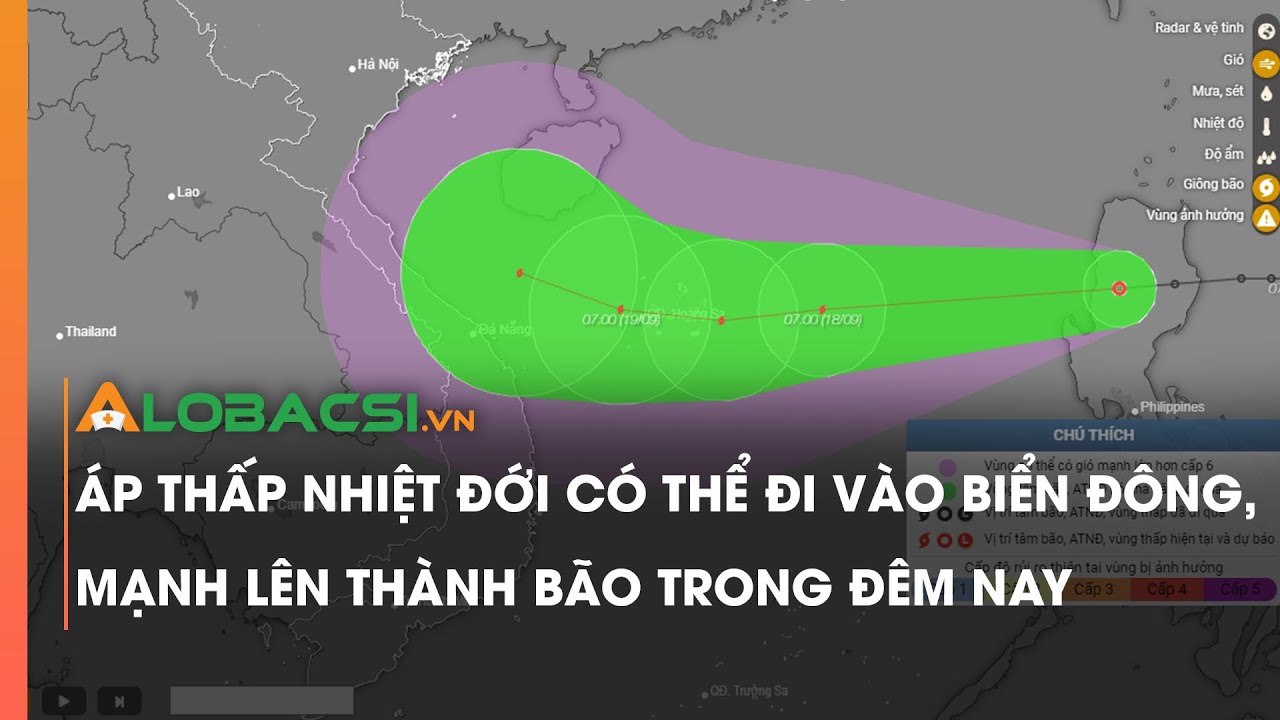 ATNĐ có thể đi vào Biển Đông, mạnh lên thành bão trong đêm nay | Video Alobacsi